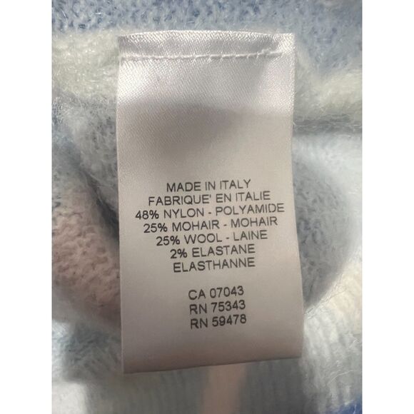 Bianco & Blu Italian Mohair Wool Blend Argyle Knit Sweater Pink Blue Tan Size S - Picture 4 of 4